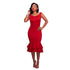 Layla Red Mermaid Shape Ruffle Midi Dress #Midi Dress #Red